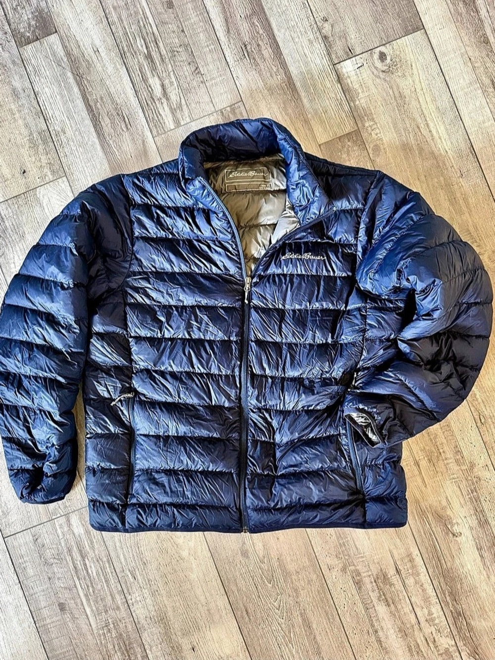 Eddie Bauer Down Jacket Men's Packable Blue Puffer XL